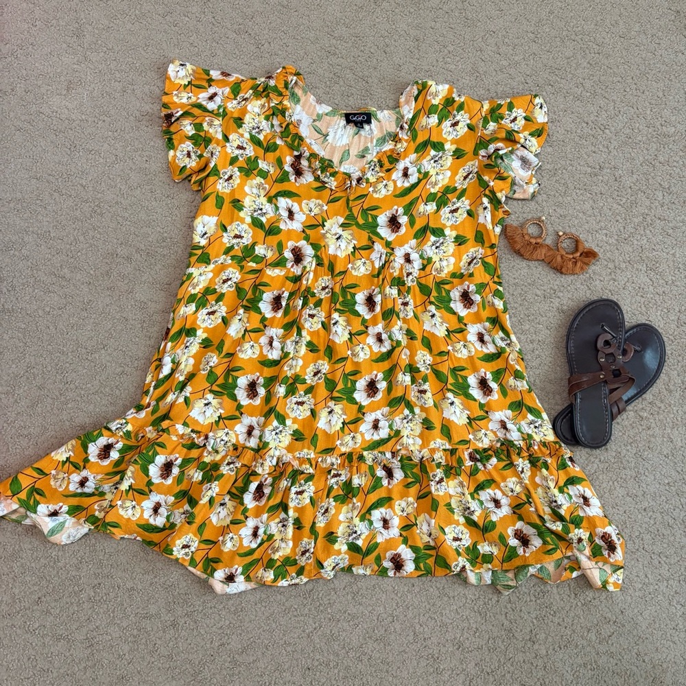 GiGio by Umgee Yellow Floral Swing Dress